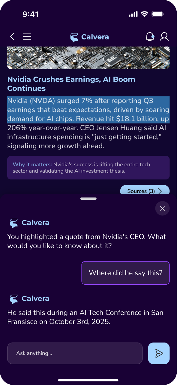 Calvera App Interface